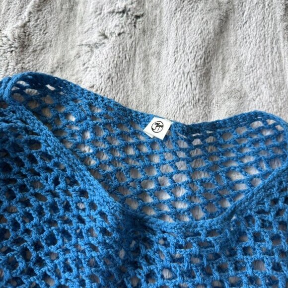 Gabriela Hearst Open Knit Asymmetric Blue Top - Picture 4 of 7